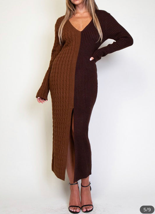 Long Split Sweater Dress
